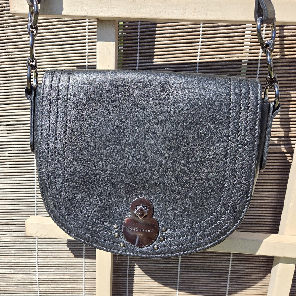 LONGCHAMP Cavalcade Black Leather Crosdbody Bag Small